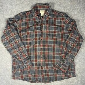 LL Bean Traditional Fit Flannel Shirt Mens XL Plaid Long Sleeve 100% Cotton